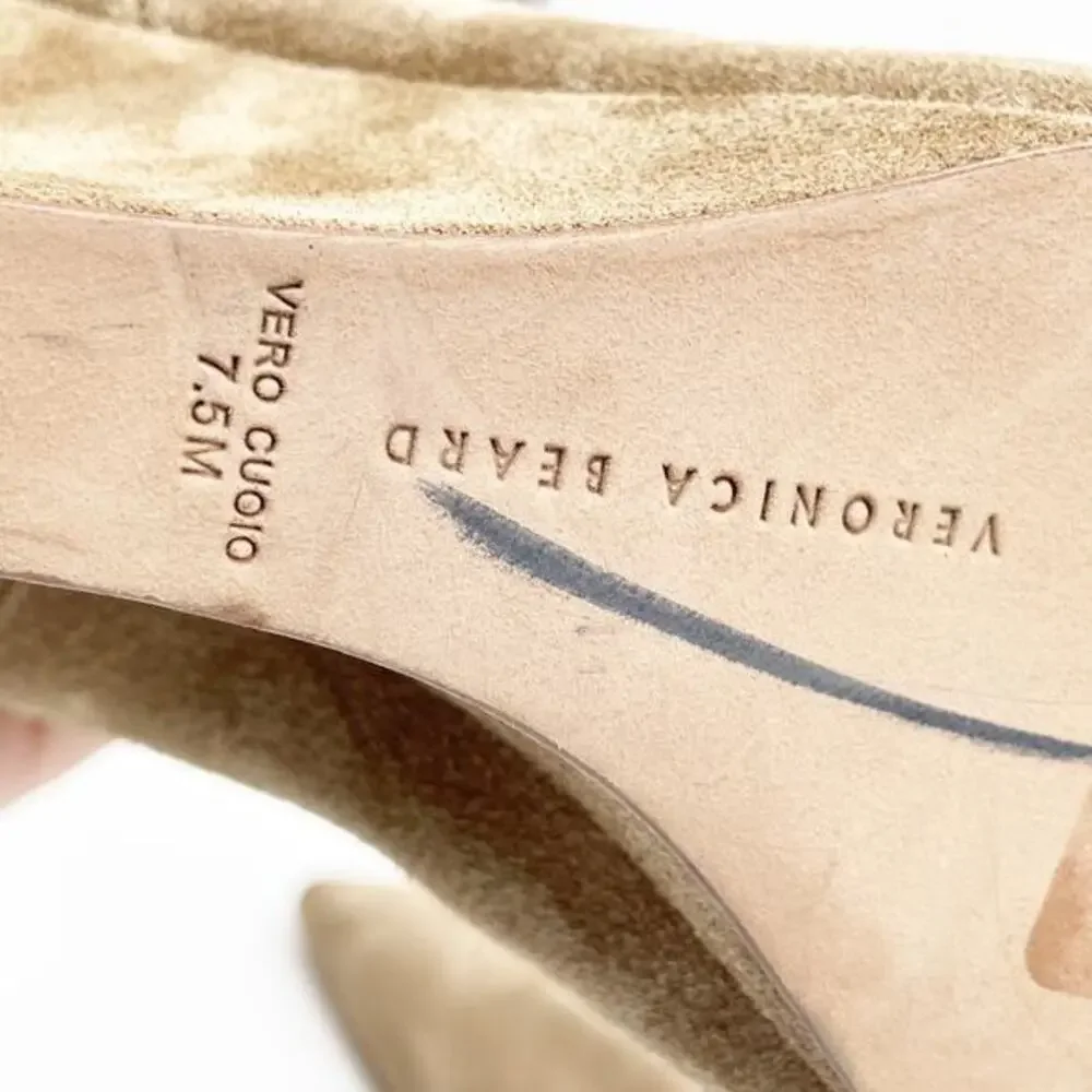 Veronica Beard Women's Iluska Pointed Toe Wedge Bootie Latte Suede Size‎ 7.5M